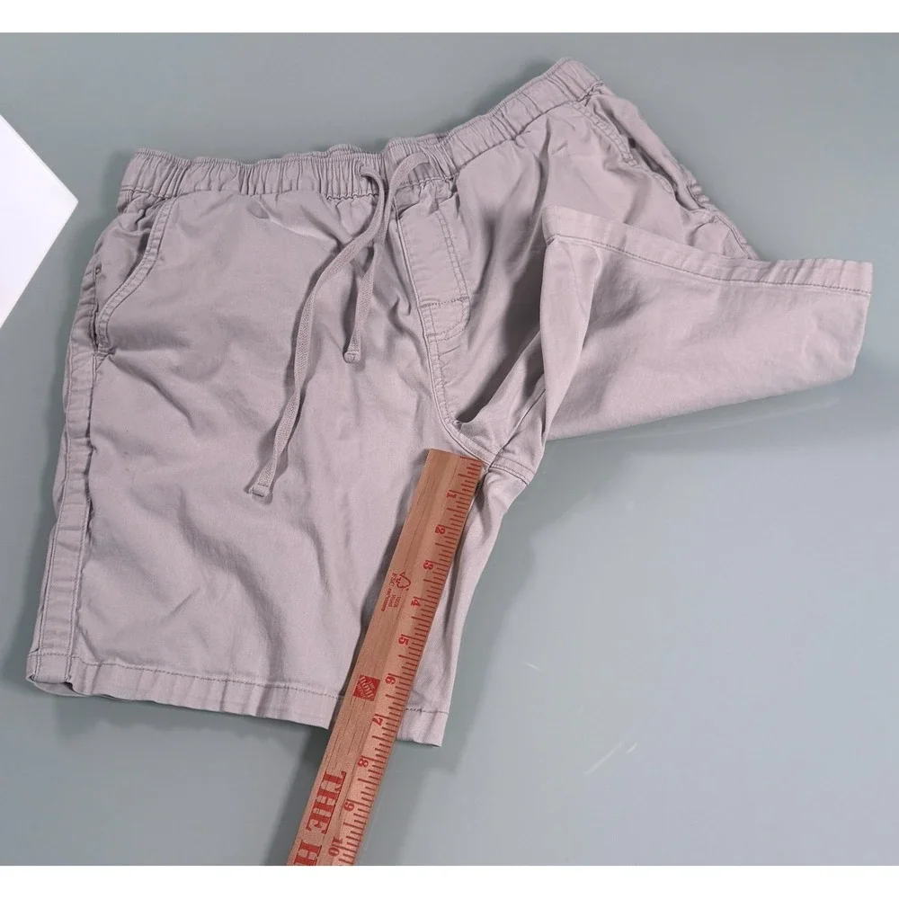 KATIN Solid Beige Cotton Blend Mens Drawstring Patio Shorts - Medium